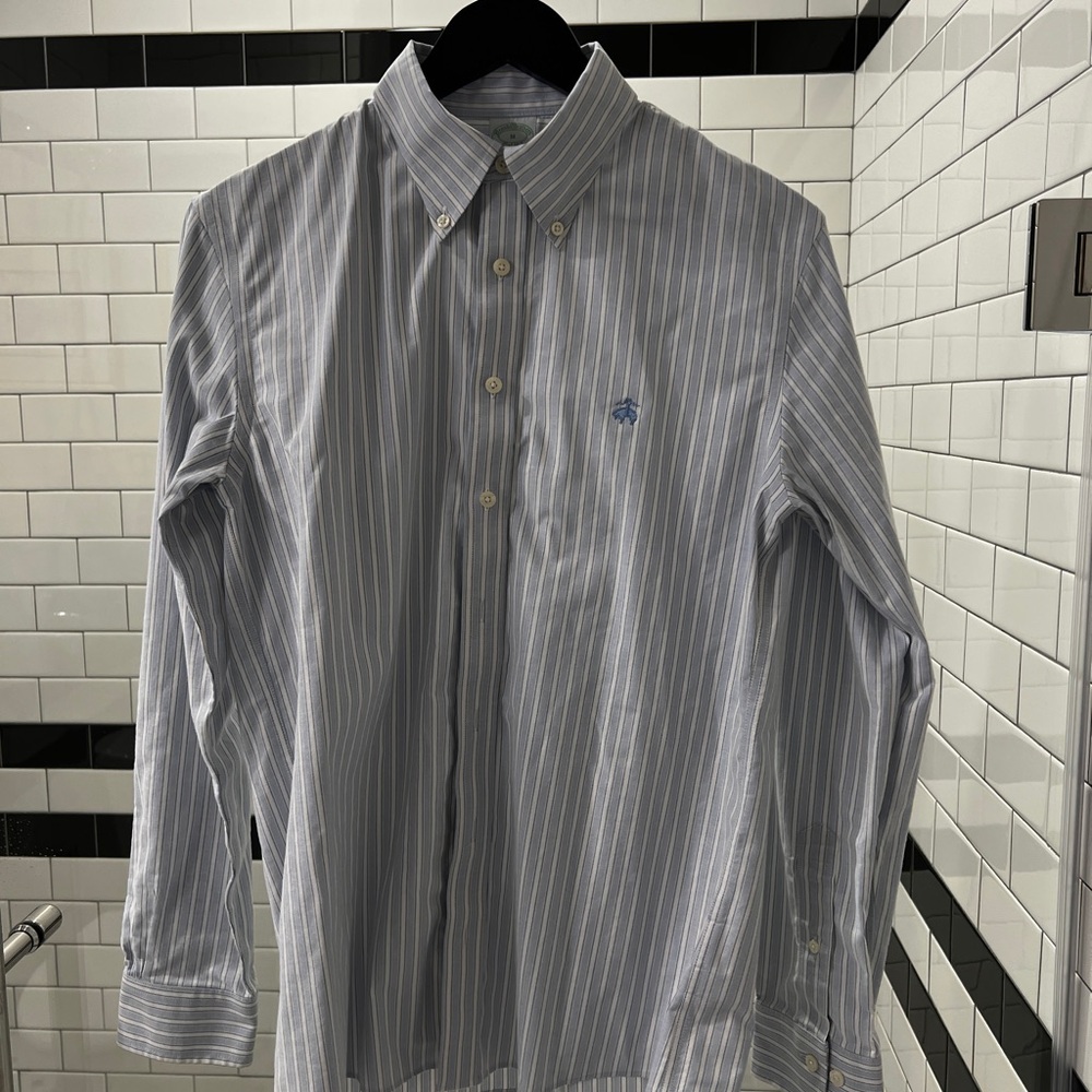 Brooks Brothers Blue and White Casual Button Down Shirt